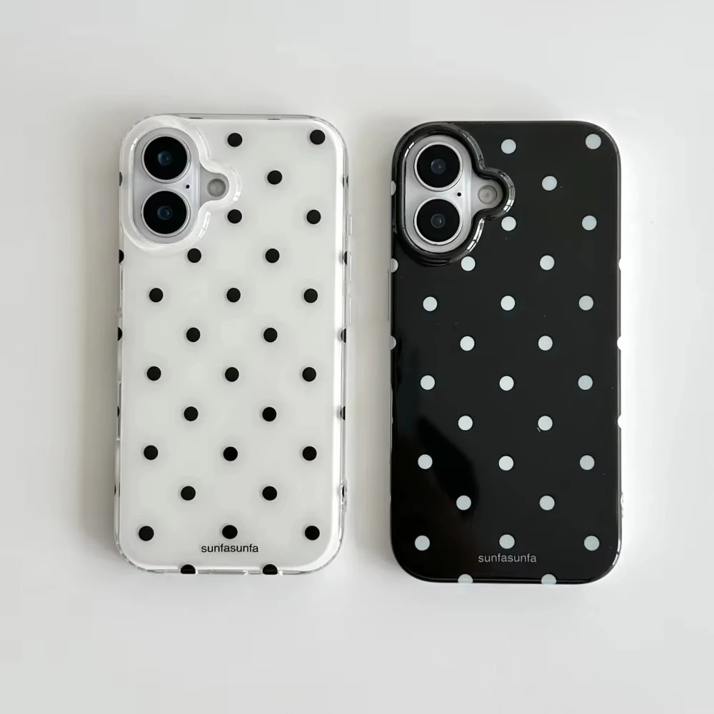 الحد الأدنى أبيض وأسود منقطة ج - مراجعة Y2K Phone Accessories وسعره