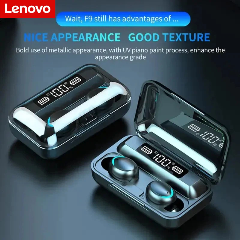 سماعات لينوفو F9 اللاسلكية بتق - مراجعة Wireless Earbuds Case وسعره