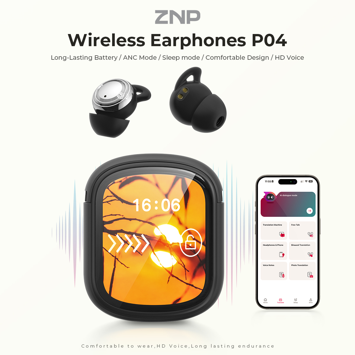 سماعات أذن ZNP P04 للمساعدة عل - مراجعة Wireless Earbuds Case وسعره