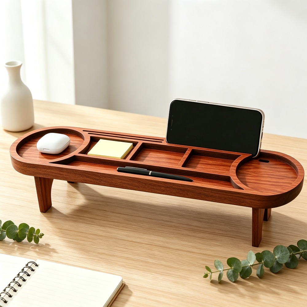 منظم مكتب خشبي مع حامل هاتف، ر - مراجعة Phone Accessories Rack وسعره