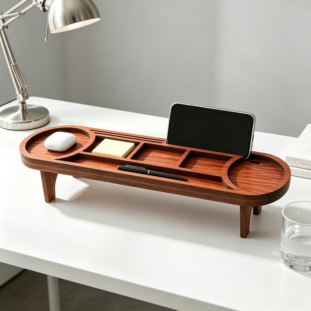 منظم مكتب خشبي مع حامل هاتف، ر - مراجعة Phone Accessories Rack وسعره