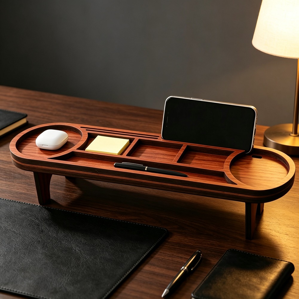 منظم مكتب خشبي مع حامل هاتف، ر - مراجعة Phone Accessories Rack وسعره