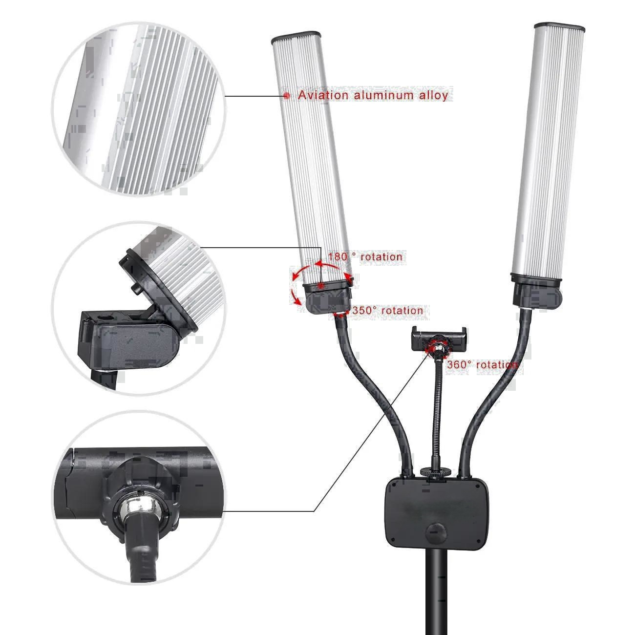 45 واط مزدوج الذراع ملء مصباح  - مراجعة Led Strip Selfie وسعره